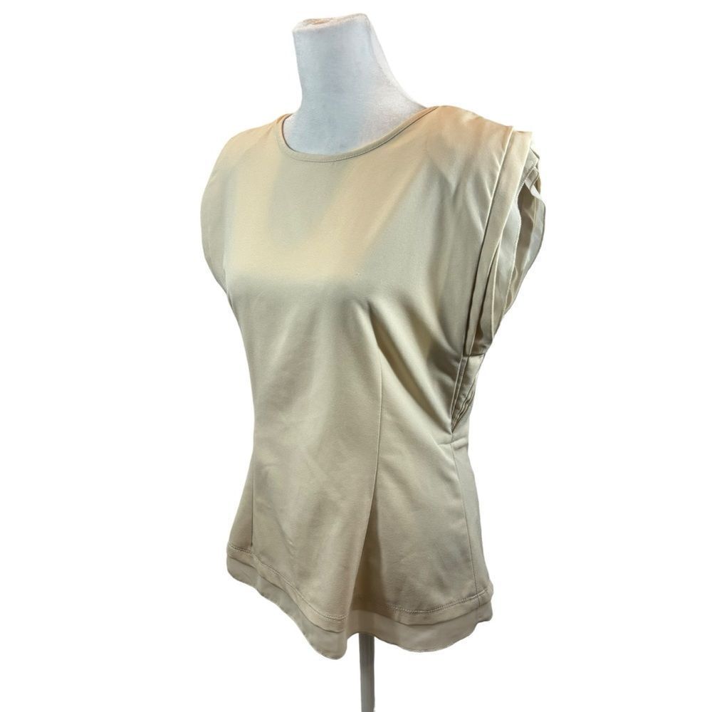 Ladies Costa Blanca Beige Wide Shoulder Blouse Size Medium